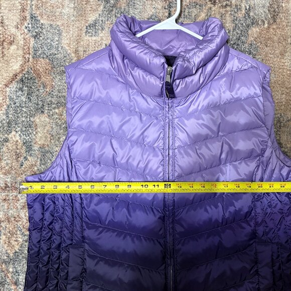 Talbots Women's Plus Full-Zip Purple Ombre Quilted Down Puffer Vest 2X Pockets - Picture 7 of 10